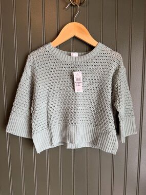 Sage Crochet Knit Baby Sweater - Relaxed Boxy Fit
